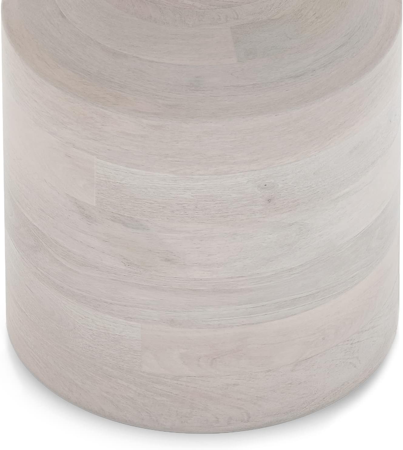 SIMPLIHOME Haynes End Table - 16 inch Wide Solid Mango Wood Round Accent Table with Sculptural Pedestal Base in White Wash, Boho Nightstand or Lamp Stand for Living Room or Bedroom, Assembled