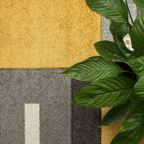 The Rug House Ochre Mustard Yellow Gold Colour Patchwork Bohemian Squares Design Living Roo. #TOP2