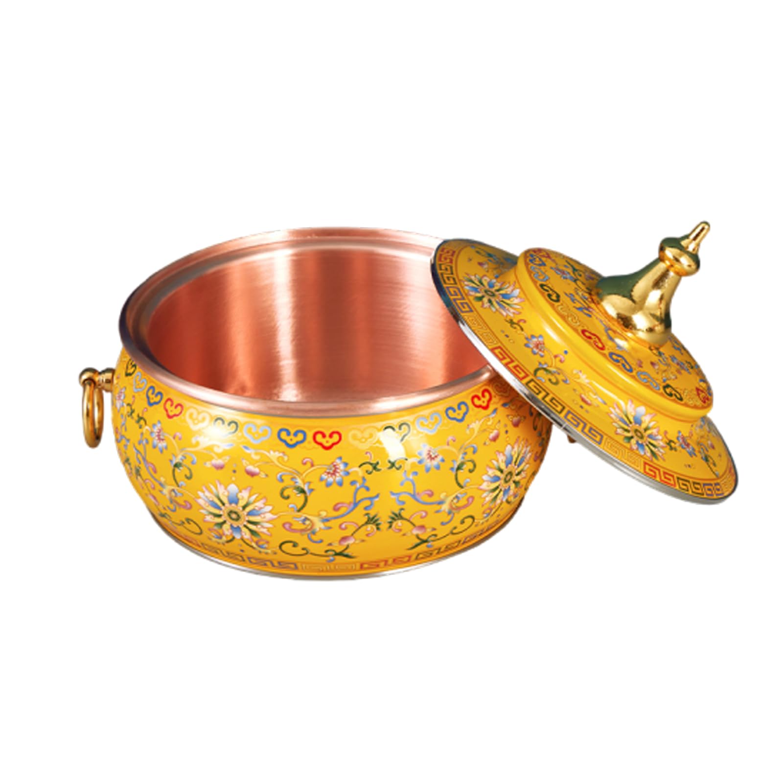 asdchZen Hot Pot Beijing Chinese Copper Chafing Dishes Single Person Small Copper Potshabu Shabu Pot Cloisonne Hot Pot For Electric Induction,E,N