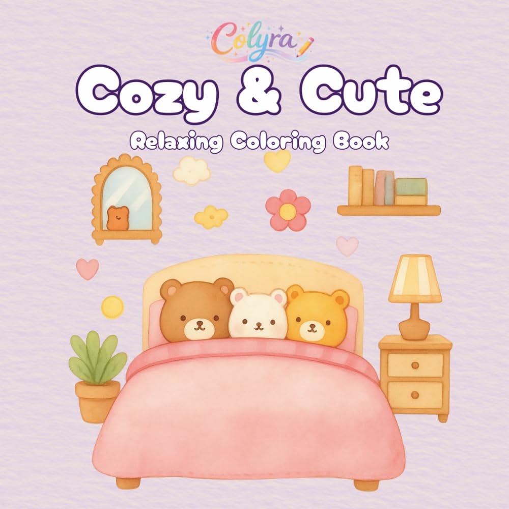 Cozy & Cute Coloring Book: Sweet Kawaii Animals in Everyday Moments | Cute and Simple Coloring Pages for Relaxation