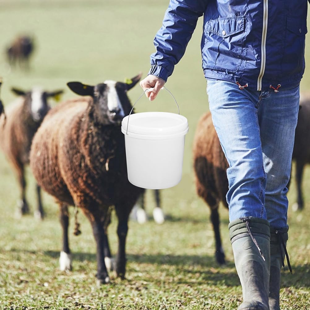 5PCS White Food Grade Buckets,Bucket Pail Container with Lid Heavy Duty Plastic Bucket for Ranch Kitchen Party Fishing Painting - 1L