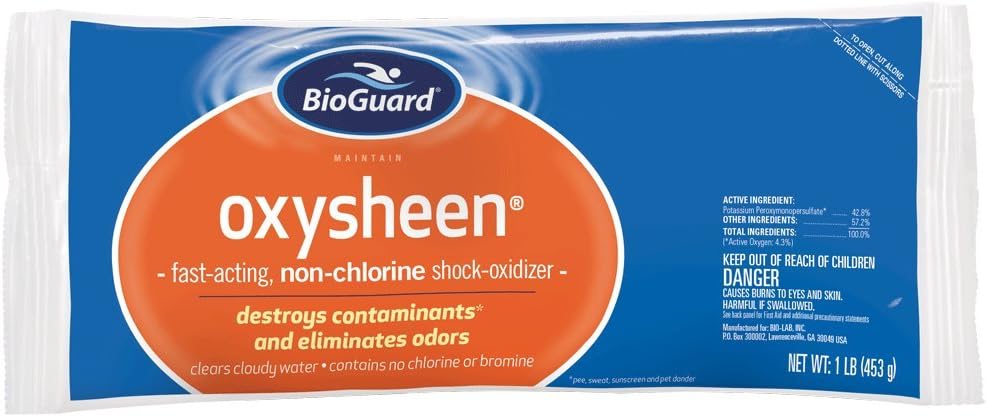 BioGuard Oxysheen, 1 lb, Pack of 12, Non-Chlorine Shock Oxidizer, Fast-Acting, Eliminates Odor & Clears Cloudy Water, Pool Water Clarifier