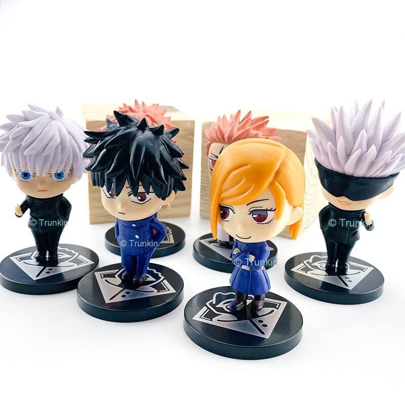 Image of Trunkin Jujutsu Kaisen Rubber Action Figures | (Set Ac) 6 Pcs Set 8-10 cms Itadori Yuji Fushiguro Megumi Kugisaki Nobara Gojo Satoru Ryomen Sukuna | Multicolor