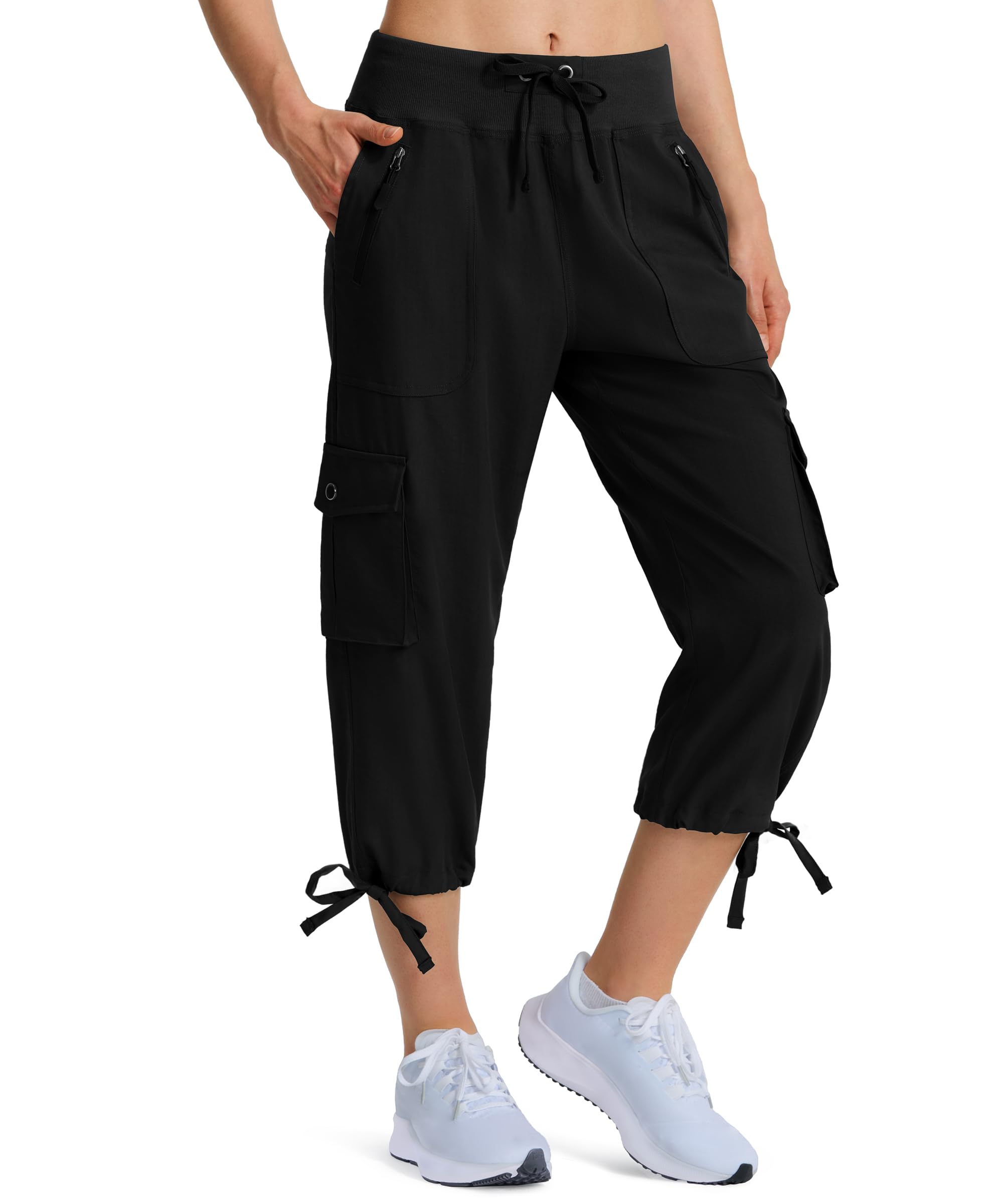 Ksmien Women's Hiking Capris Quick Dry Lightweight Ladies Summer Cargo Pants 8 Pockets for Travel Camping