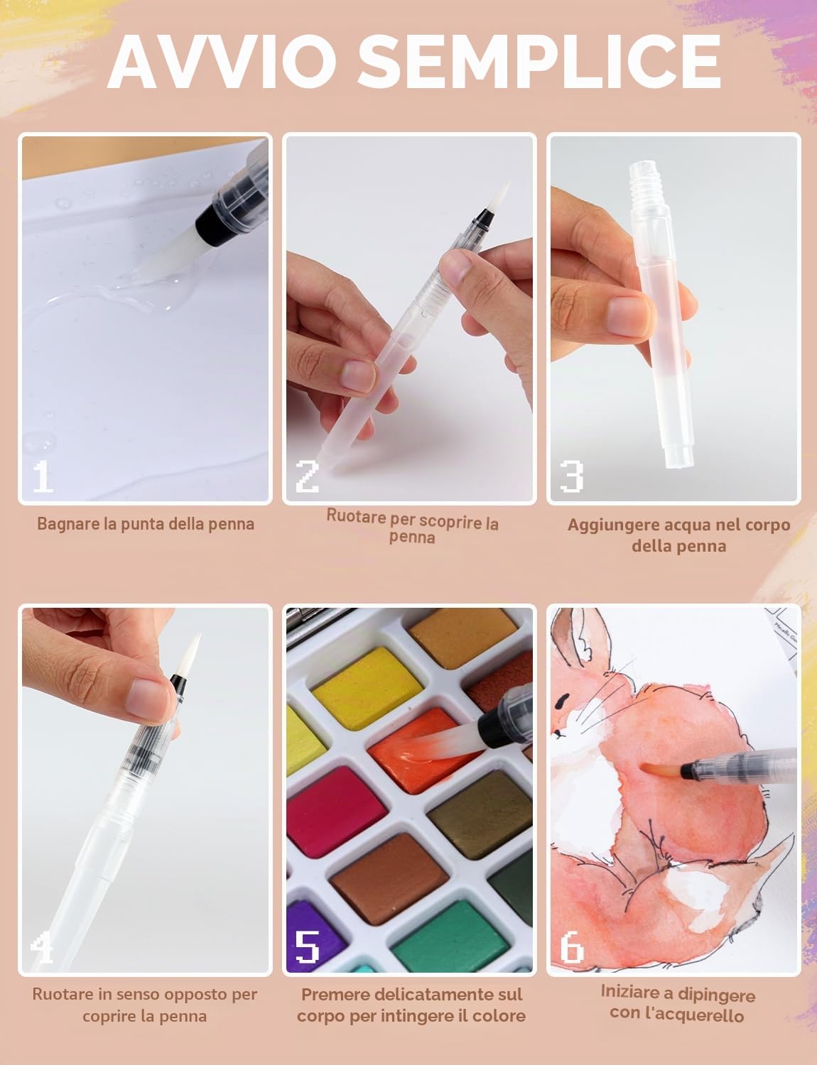 Nicpro Set Acquerelli 100 Colori, colori acquerello Include Macaron Metallizzato e Fluorescente 8 Pennelli 25 Carte per Acquerelli e Tavolozza, acquerello per Principianti Adulti con Scatola Portatile