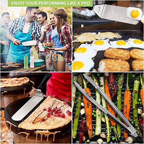 Metal Spatula Set of 6 - Griddle Accessories kit - Grill Flat Spatula Pancake Flipper Hamburger Turner - Metal Utensil Great for BBQ Grill Flat Top Cast Iron Griddle - Commercial Grade - Thumbnail 5