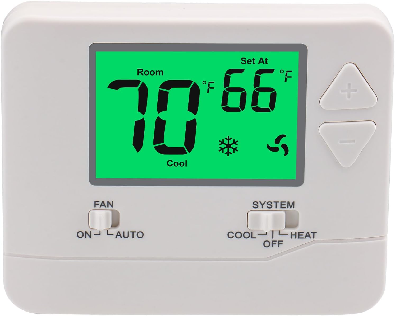 Non-Programmable Thermostat for Home,1 Heat/1 Cool with LCD Green Backlight Screen,Compatible with Single Stage Systems White Non-Programmable Thermostat for Home,1 Heat/1 Cool with LCD Green Backlight Screen,Compatible with Single Stage Systems White