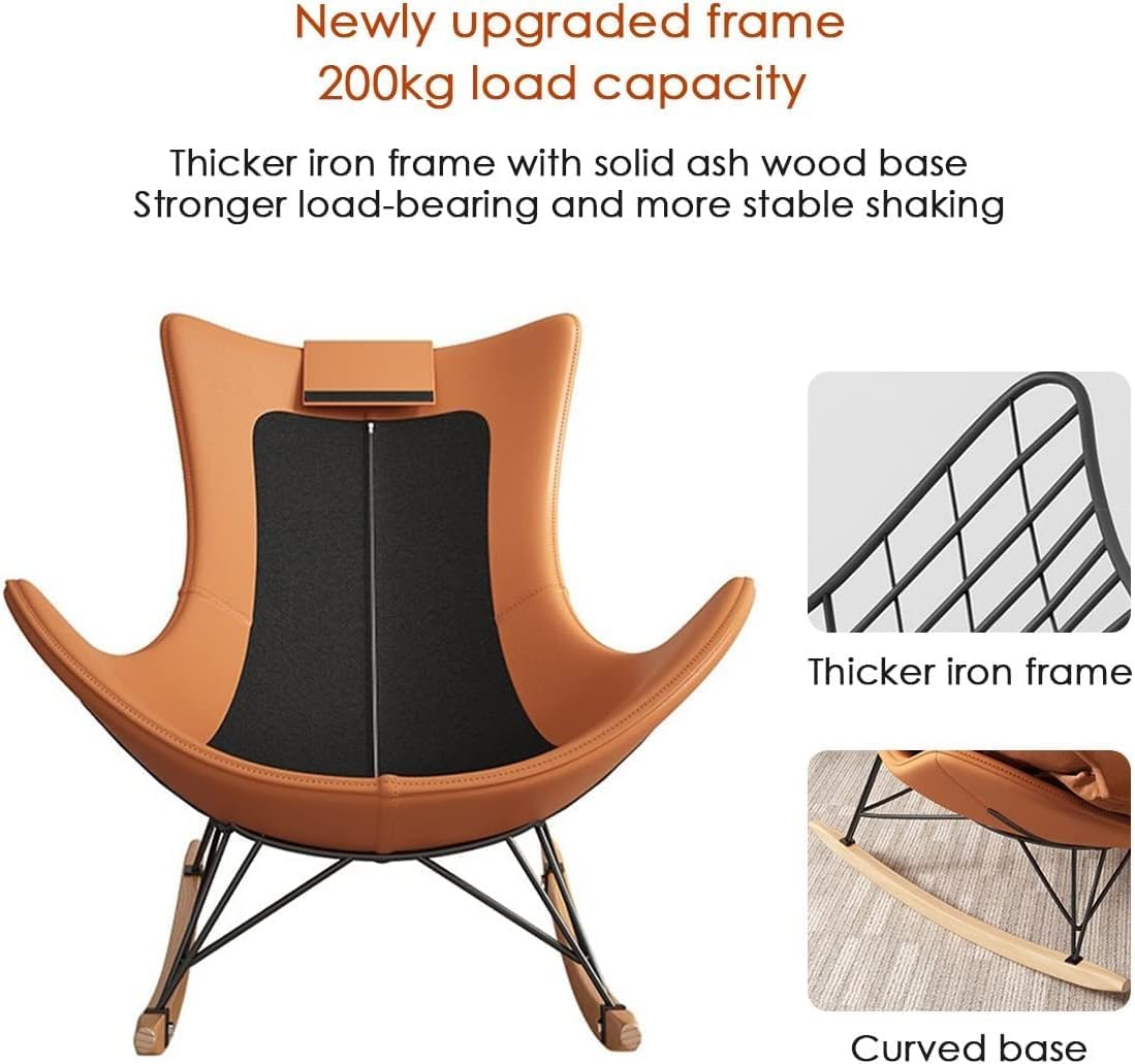 Rocking Chair Padded Seat with Ottoman Upholstered Glider Rocker with Solid Wood Base,Comfy Side Chair Living Room Leisure Chair