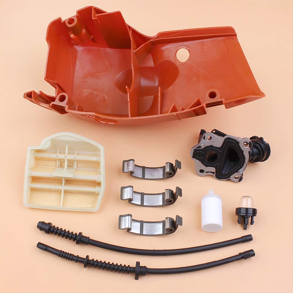 Kit de Filtro de Aire del colector de admisión con Clip de Tapa Superior del Cilindro Compatible con Husqvarna 445 E 445e 450 450e Repuesto de Motosierra de Gasolina