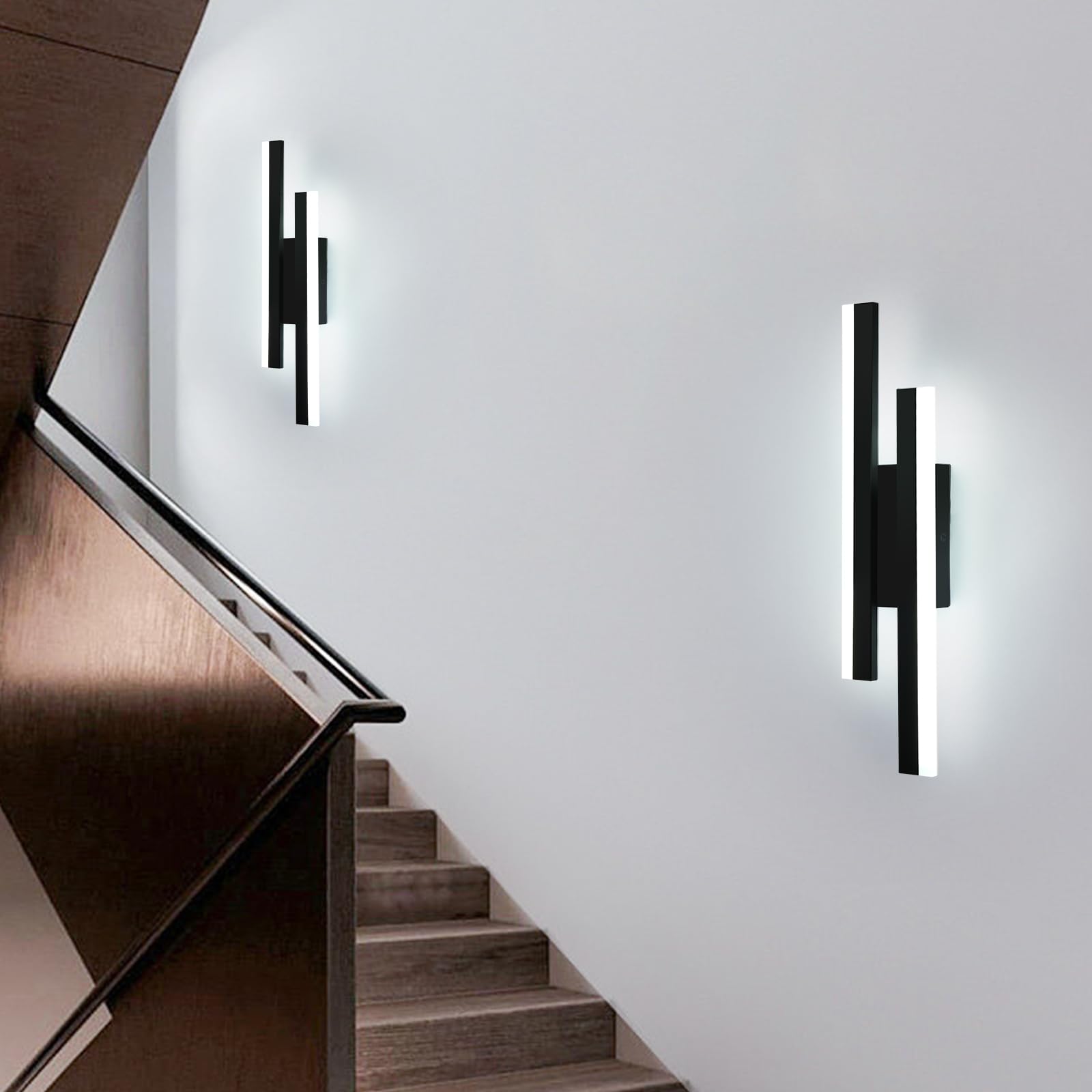 Toolight LED Wall Light Indoor, 16W 1800LM Long Wall Sconce Acrylic, 40CM Modern Black LED Lamp - Image 4