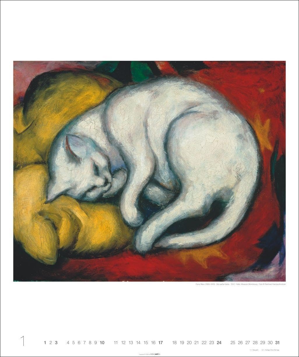 Katzen in der Kunst Edition Kalender 2027: Samtpfoten im wohlverdienten Mittelpunkt: Katzen in der Malerei in einem Tier-Kunstkalender im Hochformat 46 x 55 cm