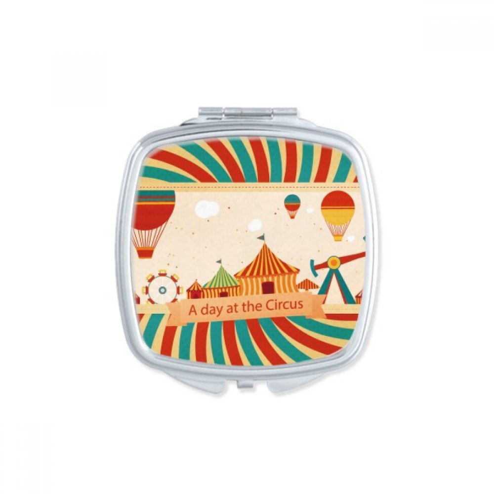 Miroir de poche carrousel mignon et compact au motif illustration pour maquillage