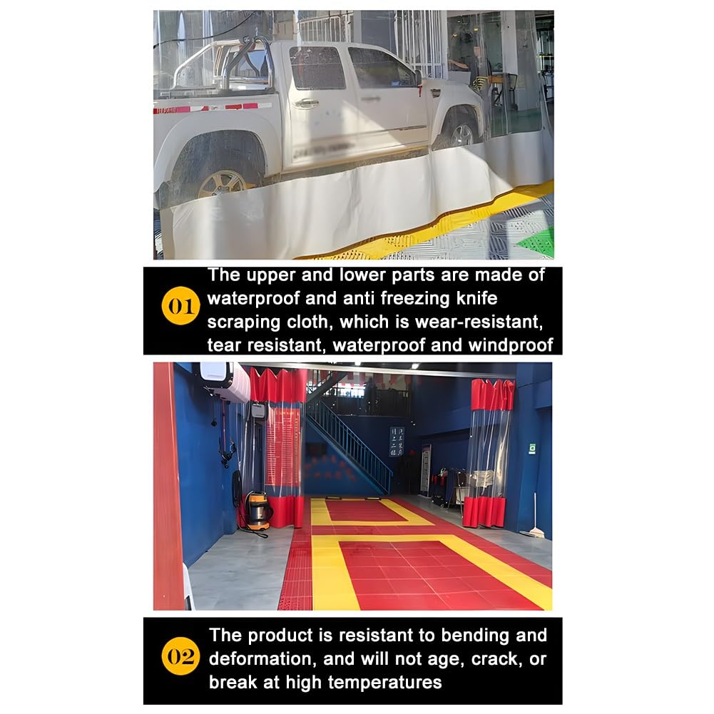 Rideaux de séparation de garage imperméables – Rideau de porte industriel en vinyle pour lavage de voiture, patio et porche, rideau bleu très résistant pour utilisation en dépôt