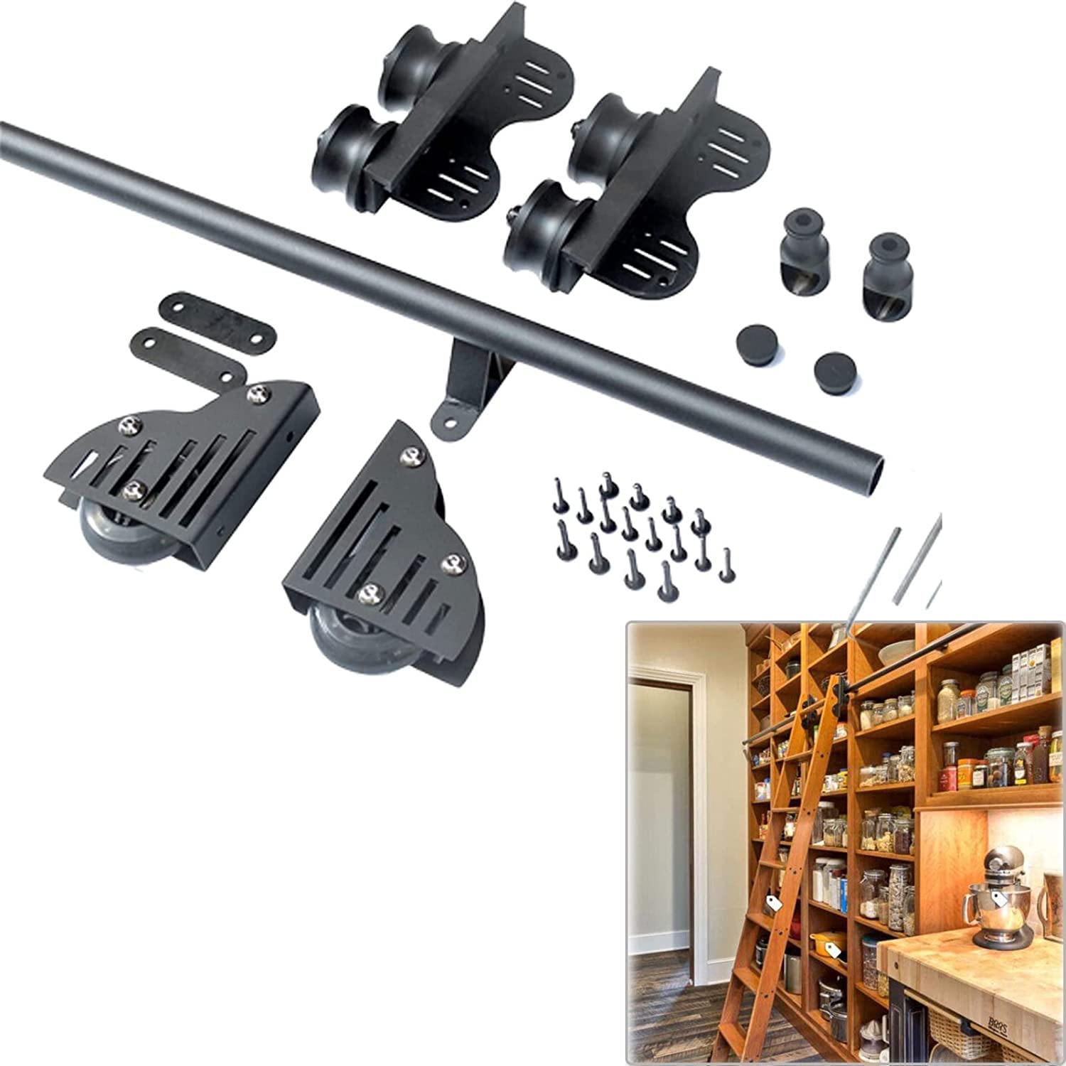 Kit quincaillerie échelle roulante rail coulissant maison intérieur