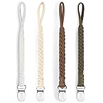 Kapihouse Pacifier Clips for Boys and Girls, Baby Holder Leash, Teething Toy or Soothie by Hand-Made Braided 4 Pack, Color E