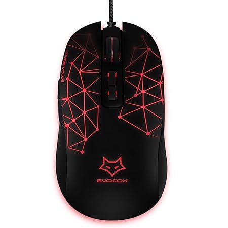 EvoFox Phantom Wired Gaming Mouse with 4 Colour Cycle Switching, 7 Programmable Macros Buttons and Up to 4800 DPI Sensor Dedicated Software Application (Black)