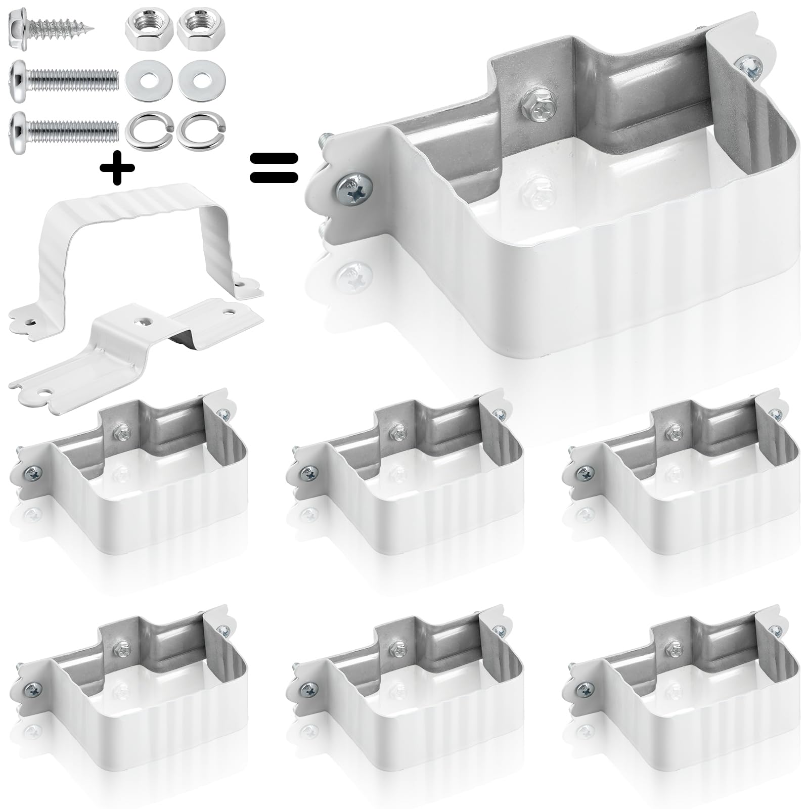 Hicarer 6 Pack 2x3 Gutter Downspout Straps, Aluminum Wall Mount Brackets