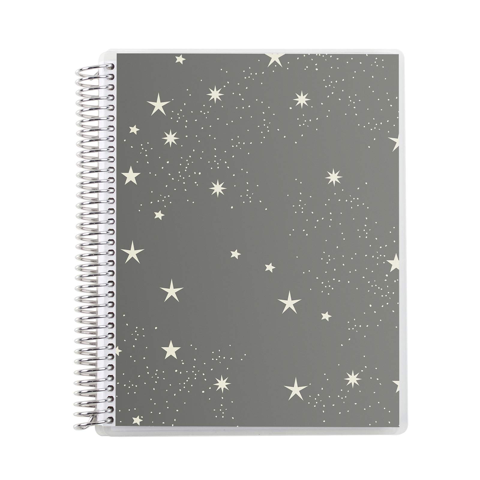 7" x 9" Spiral Bound Graph Paper Notebook - Starry Sky. 160 Page Writing, Drawing & Art Grid Ruled Notebook. 80Lb Thick Mohawk Paper. Stickers Included by Erin Condren.