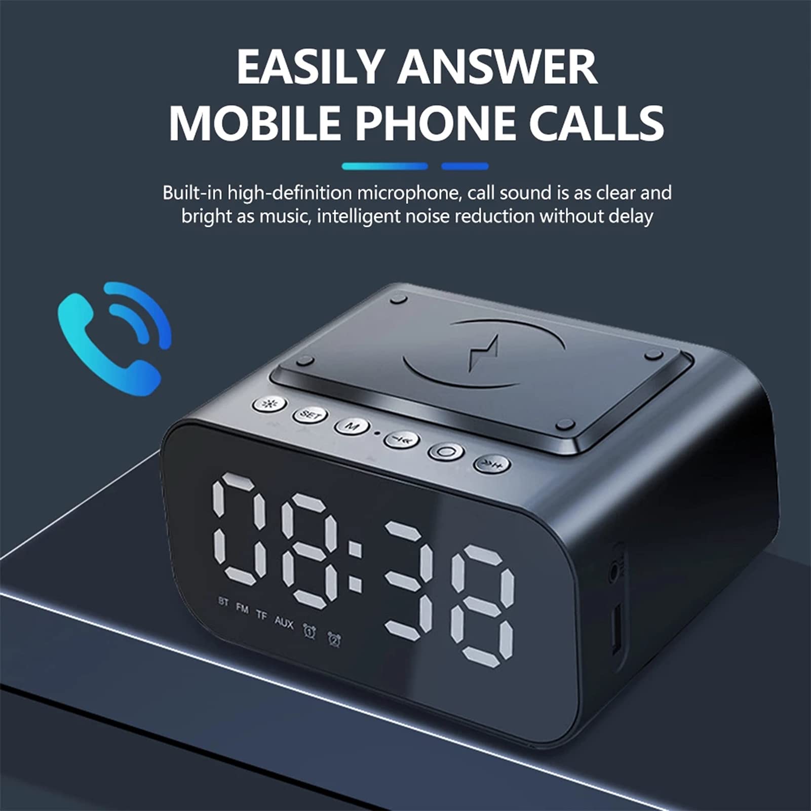 Sveglia Elettronica Con Ricarica Wireless Per Telefono E Altoparlante Bluetooth – Design Bianco/Nero, Radio FM, Batteria 3200mAh, Per Camera E Ufficio