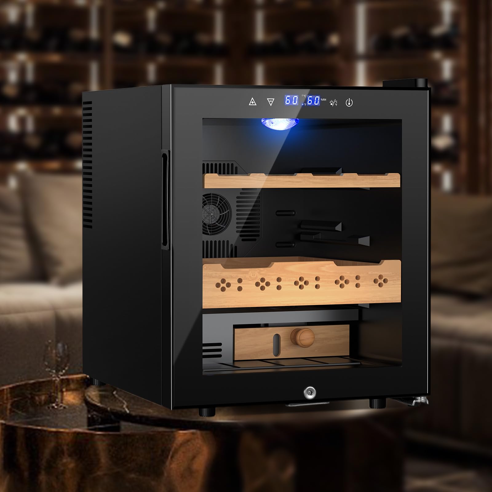 Velieta 50L Electric Humidor, 300 Counts Large Capacity,Thermostatic Electric Cooler Cabinet with Digital LED Screen, Safety Lock,Smart Humidity & Temp Control on Fridge.com