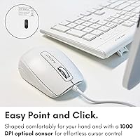 Vista 6 de Macally 104 Key USB Wired Keyboard and Mouse Combo with Apple Shortcut Keys for Mac, iMac, Macbook, and Windows PC (MKEYECOMBO), White