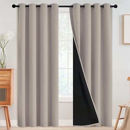 Miniatura 8 de SimpleHome Cortinas 100% opacas para dormitorio, con aislamiento térmico y ojales, cortinas de ventana para oscurecer la habitación, cortinas azul