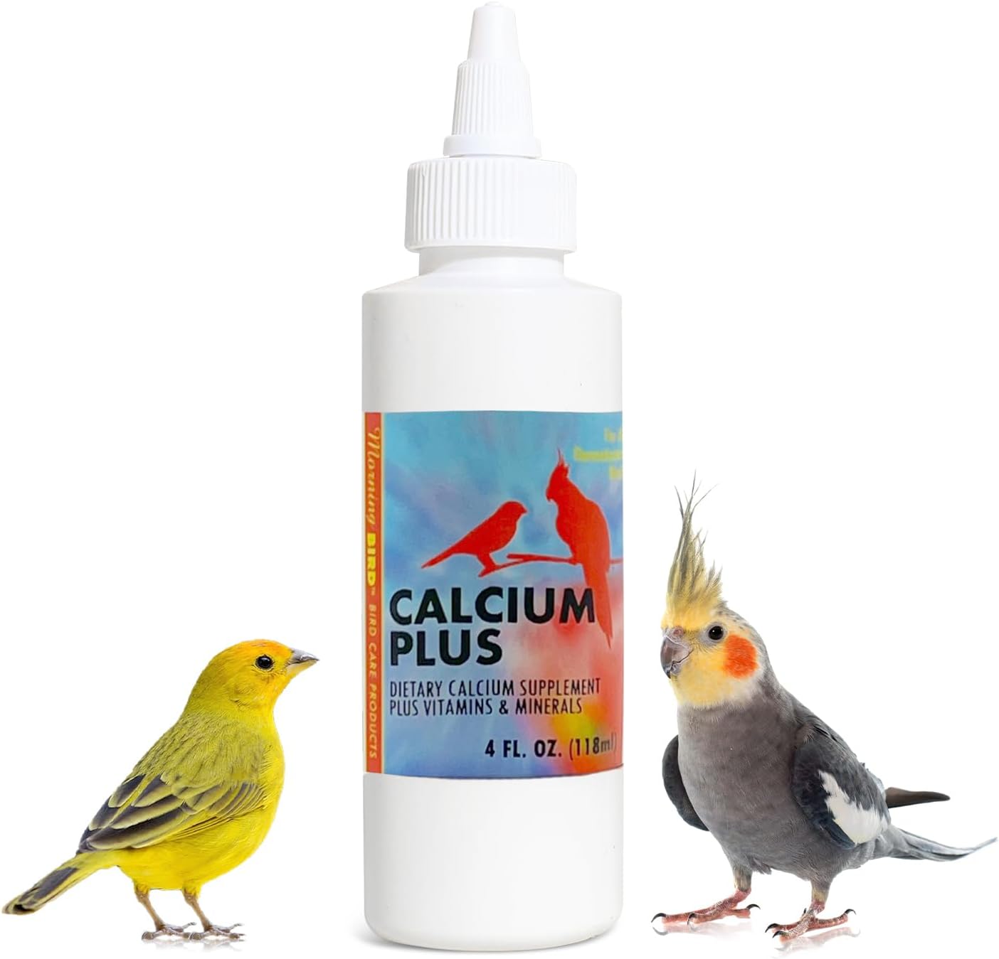 Morning Bird Calcium Plus Liquid for Birds – Bird Vitamins for Strong Eggshells, Healthy Bones, and Baby Bird to Support Growth, Breeding, and Wellness for All Birds 4 Fl Oz
