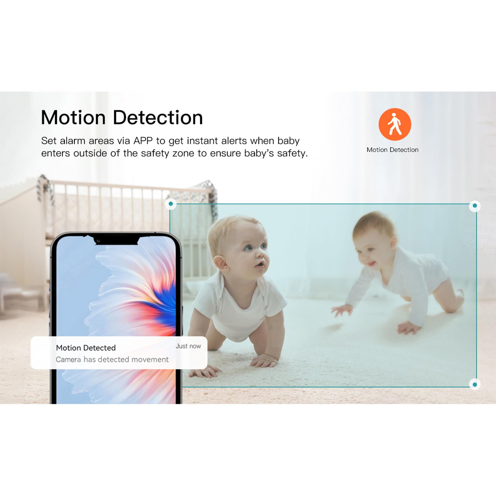 Baby Monitor con Fotocamera e Audio, Display 5", WiFi, Visione Notturna, Zoom 4x, Allarme Temperatura Ricaricabile, Orologio Pappa, Audio Bidirezionale, Portata 300 M per Genitori, (Spina