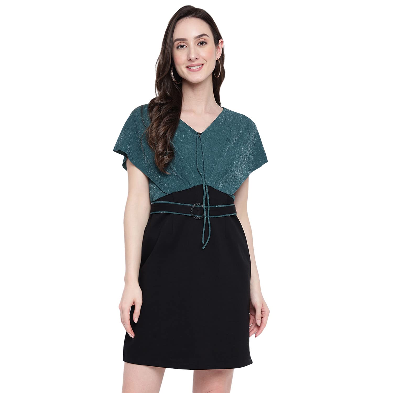 Latin QuartersBlack Sleeveless Solid Polyester Stretch Dress