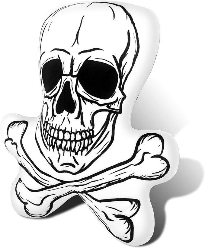14-inch Skull Plush Pillow, Shape of Bones Plush Pillows for Room Decoration, Hugging Doll Soft Gifts for Sofa Couch Bed