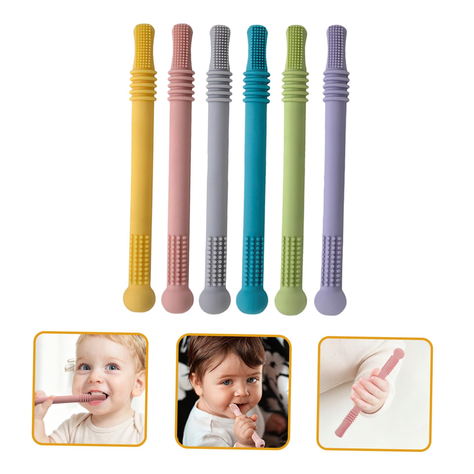 Abaodam Masticatore per Dentizione Ragazzo Ragazza 6 Pezzi in Silicone | Tubi da Dentizione, Sollievo per Gengive, Regalo per Shower e Compleanno