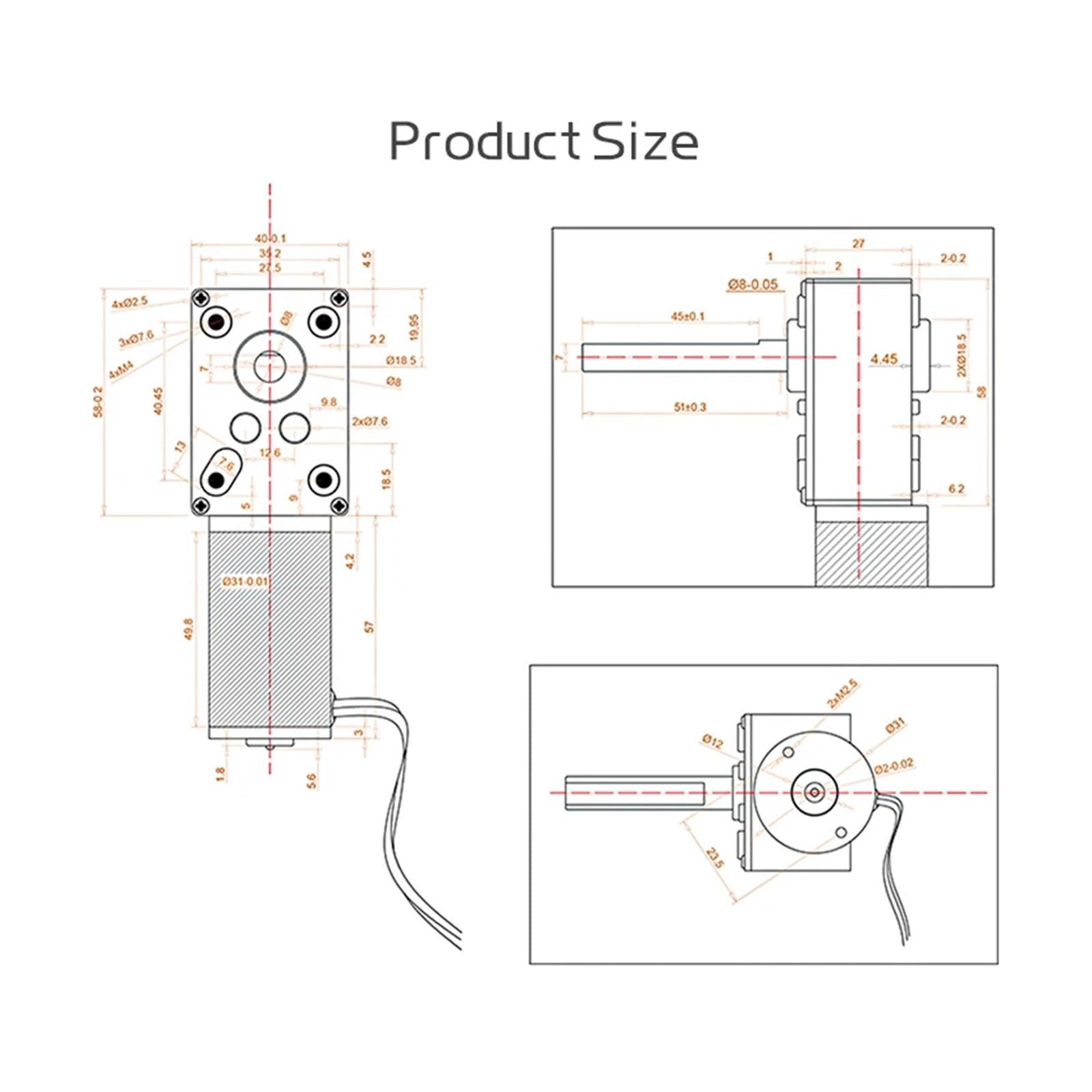 5840-31ZY-51 reduction motor 12V~24/7RPM~470RPM high torque 70KG/CM high power worm gear DC motor turntable door self-locking(12V 260RPM_SINGLE MOTOR)
