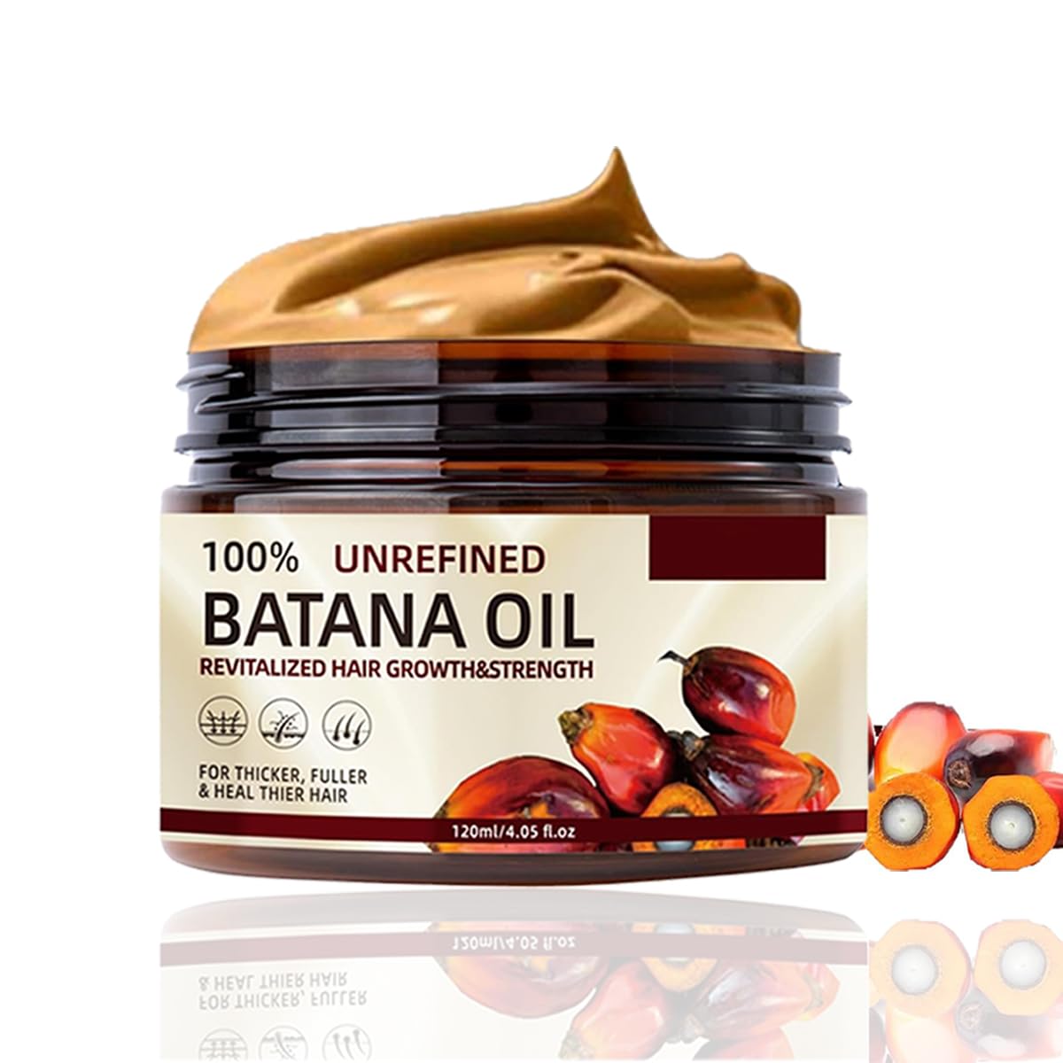 Baorder Huile de Batana brute pour la croissance de la santé des cheveux, 100% naturel, pur, non raffiné, authentique huile de Batana biologique pressée à froid, prévenir la perte de cheveux