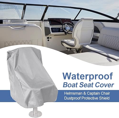 Miniatura 5 de Funda para silla de capitán de barco, protector de asiento timonil, impermeable, resistente al polvo y a la decoloración, 24 pulgadas de largo x 22