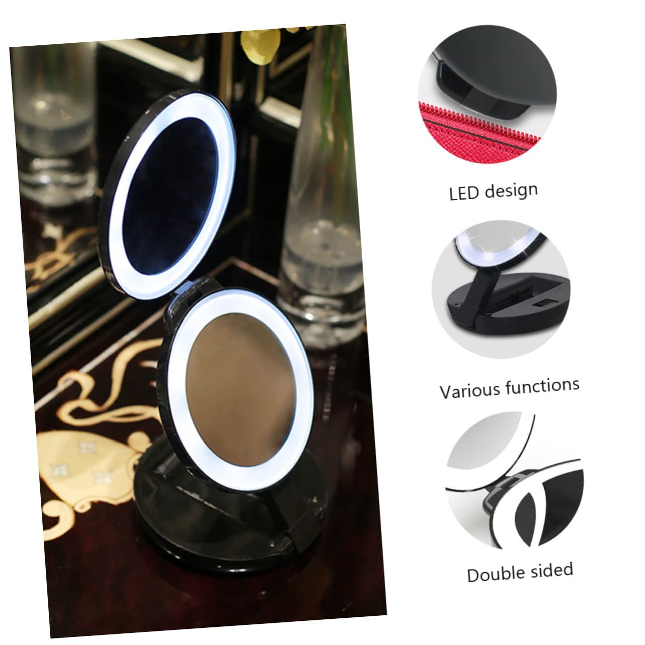 minkissy Espejo De Maquillaje Plegable Portátil y Compacto para Viajes Espejo De Bolsillo De Maquillaje De Aumento para Mujeres