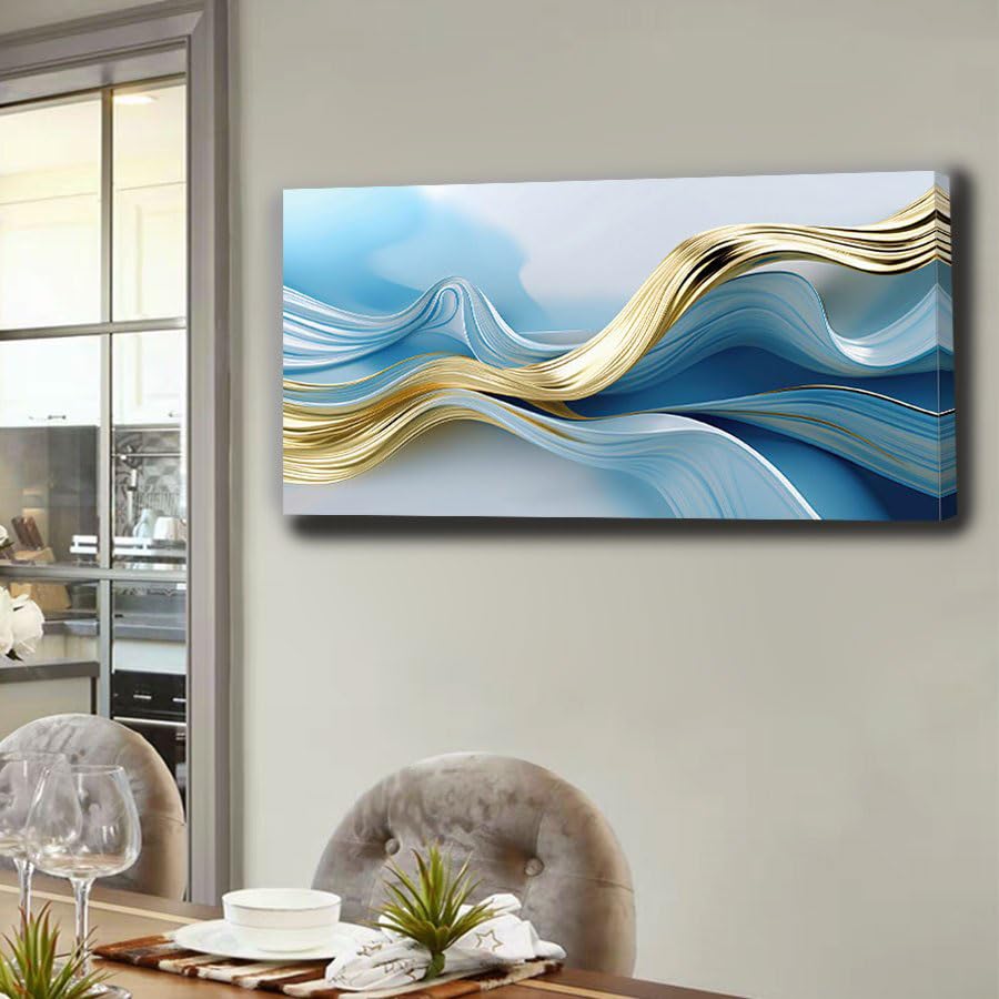 Cuadro de olas doradas lienzo de gran calidad artistica para salones exclusivos 3
