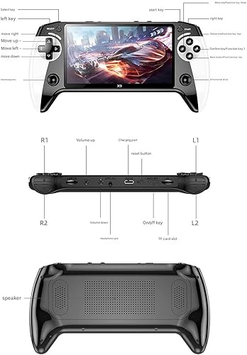Vista 7 de X9 - Consola de juegos de mano retro, pantalla HD IPS portátil de 5.5 pulgadas, más de 3000 juegos incorporados, más de 10 emuladores externos, 1