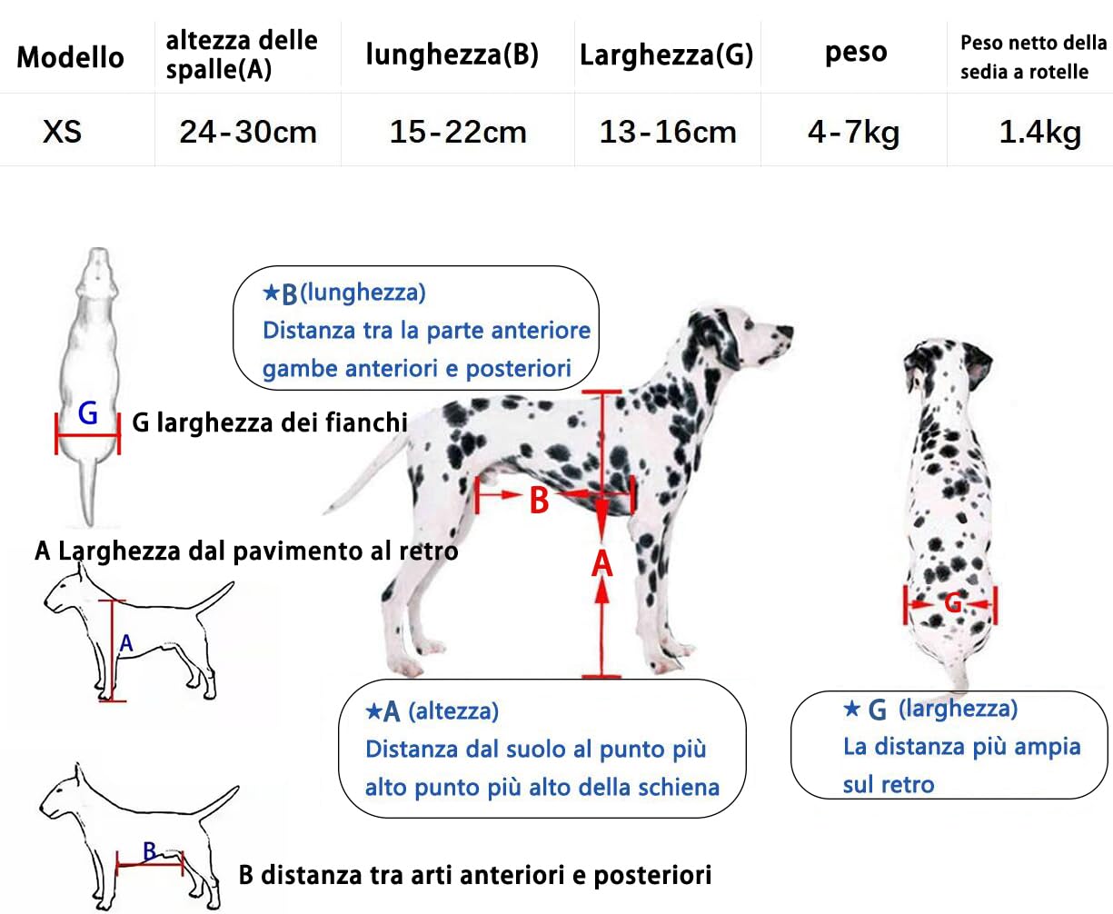 Carrello per Cani, Passeggino per Le Zampe Posteriori, Sedia a Rotelle per Animali Domestici per Zampe Posteriori, Gatti con Handicap Conigli Paralizzati Animali Disabili, 3-10 kg