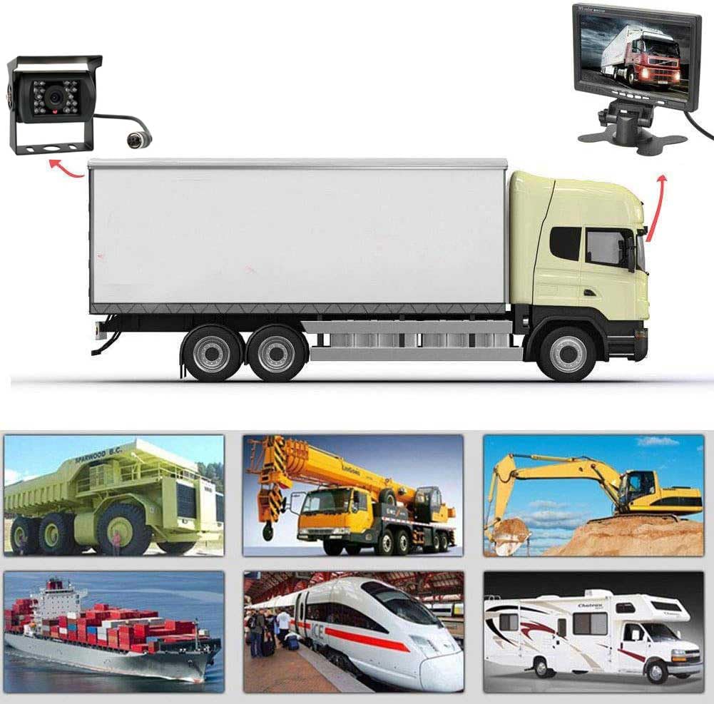 12 V-24 V RV Camión Van Trailer Bus Kit de cámara de Seguridad, 7 Pulgadas TFTLCD HD Color Monitor + Impermeable visión Nocturna vehículo Aparcamiento Marcha atrás cámara de visión Trasera