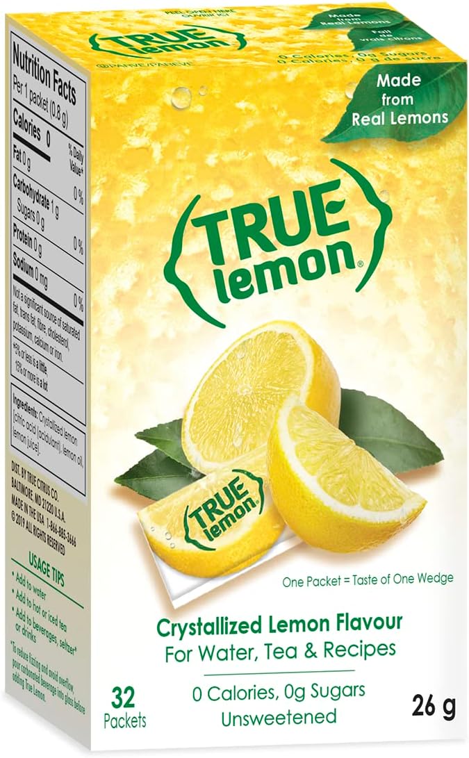 True Lemon - Crystallized Lemon For Water, Tea - Single-Serve Packets - Water Enhancer - 32-count