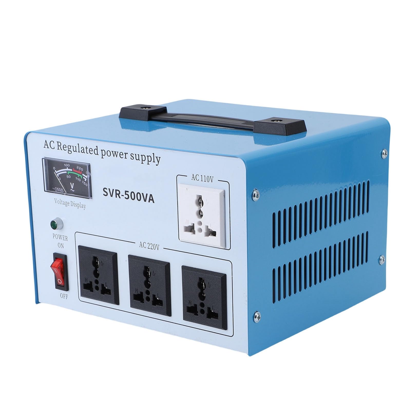 aqxreight Stabilizator Napięcia 500 W Jednofazowy Automatyczny Regulator Napięcia dla Elektroniki Przetwornica SVR-500VA z wtyczką EU Chroni Urządzenia Przed Wahaniami Zasilania (Wtyczka UE 160-250 V)