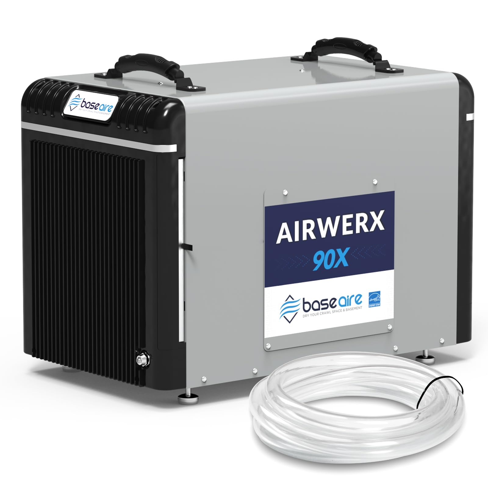 BaseAire 198 Pints Dehumidifier with Pump for Crawl Space, Basement, Portable AirWerx90X Commercial Dehumidifier for Whole Home, Intelligent Humidity Control, Auto Shut off RestartENERGY STAR