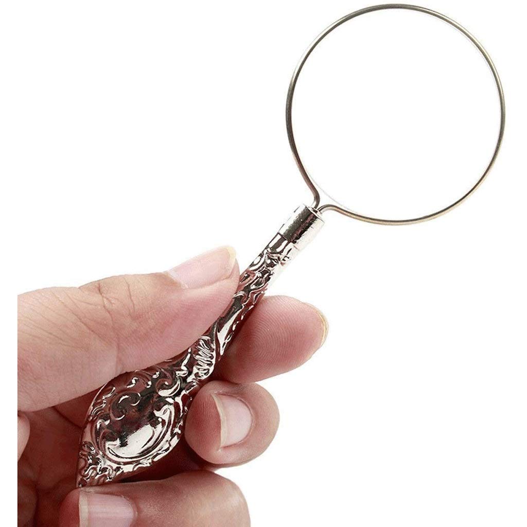Lente d'Ingrandimento Retro Dinastia Qing Repubblica Cinese Lente d'Ingrandimento Maniglia Lente d'Ingrandimento in Metallo Argento