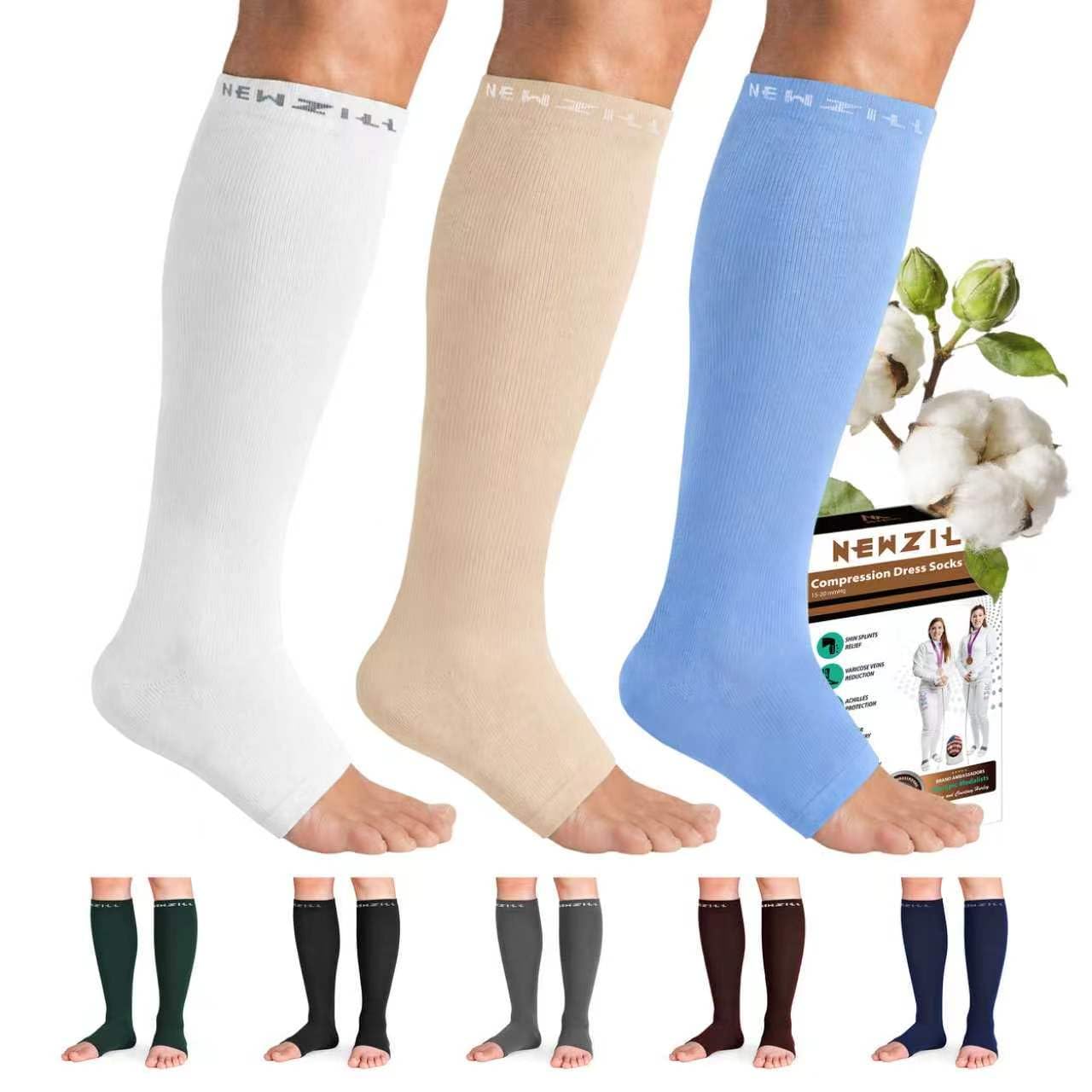 NEWZILL Open Toe Compression Socks