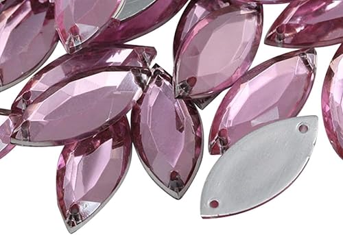 Miniatura 9 de Allstarco - Cuentas de plástico para coser 50 piezas con parte trasera plana CH21 Navette para manualidades diamantes de imitación acrílicos de