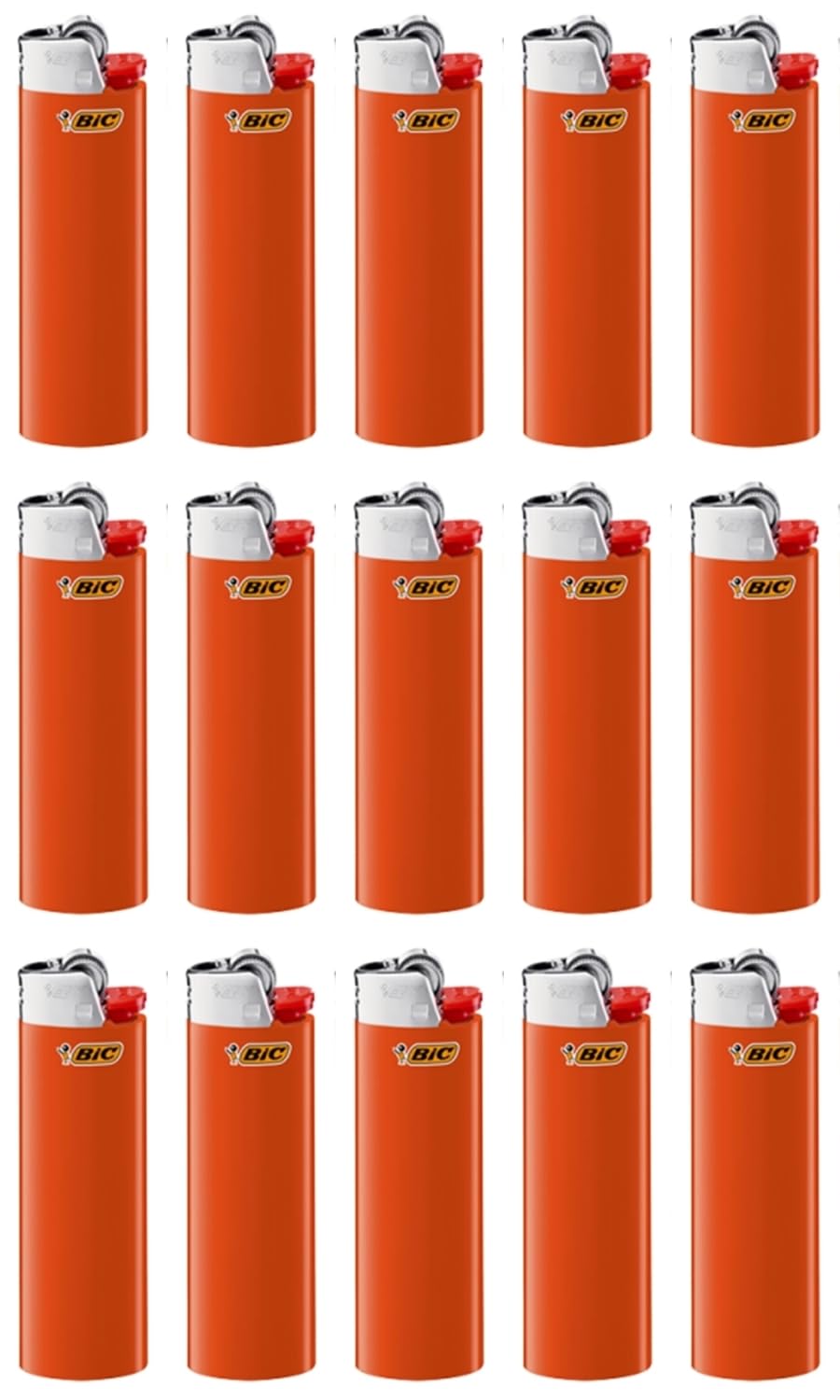 BIC J26 Maxi Feuerzeug, Gemischte Farben und BIC Ständer – Leicht und Zuverlässig (Orange, 15)