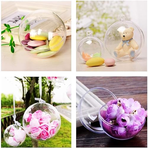 Miniatura 5 de 20 bolas de adorno de Navidad, bolas de adorno rellenables de plástico transparente, juego de moldes de bomba de baño de 3.150 in, bolas acrílicas