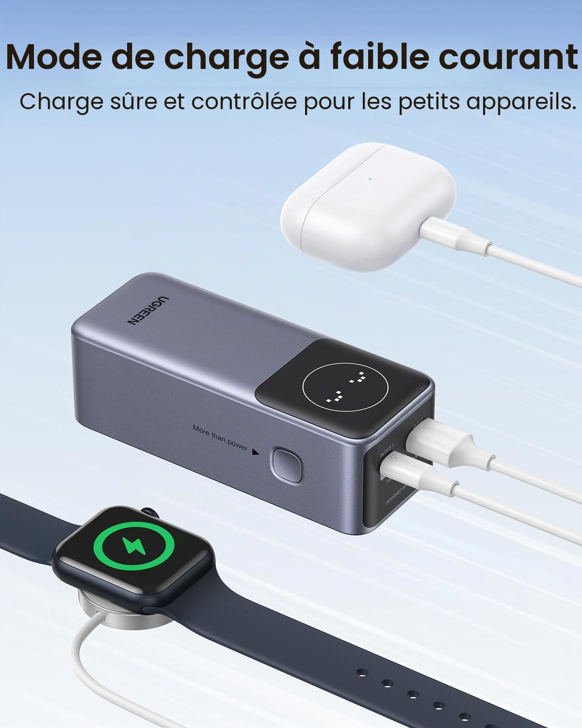 Batterie urgence UGREEN 12000 mAh Gris anodisé