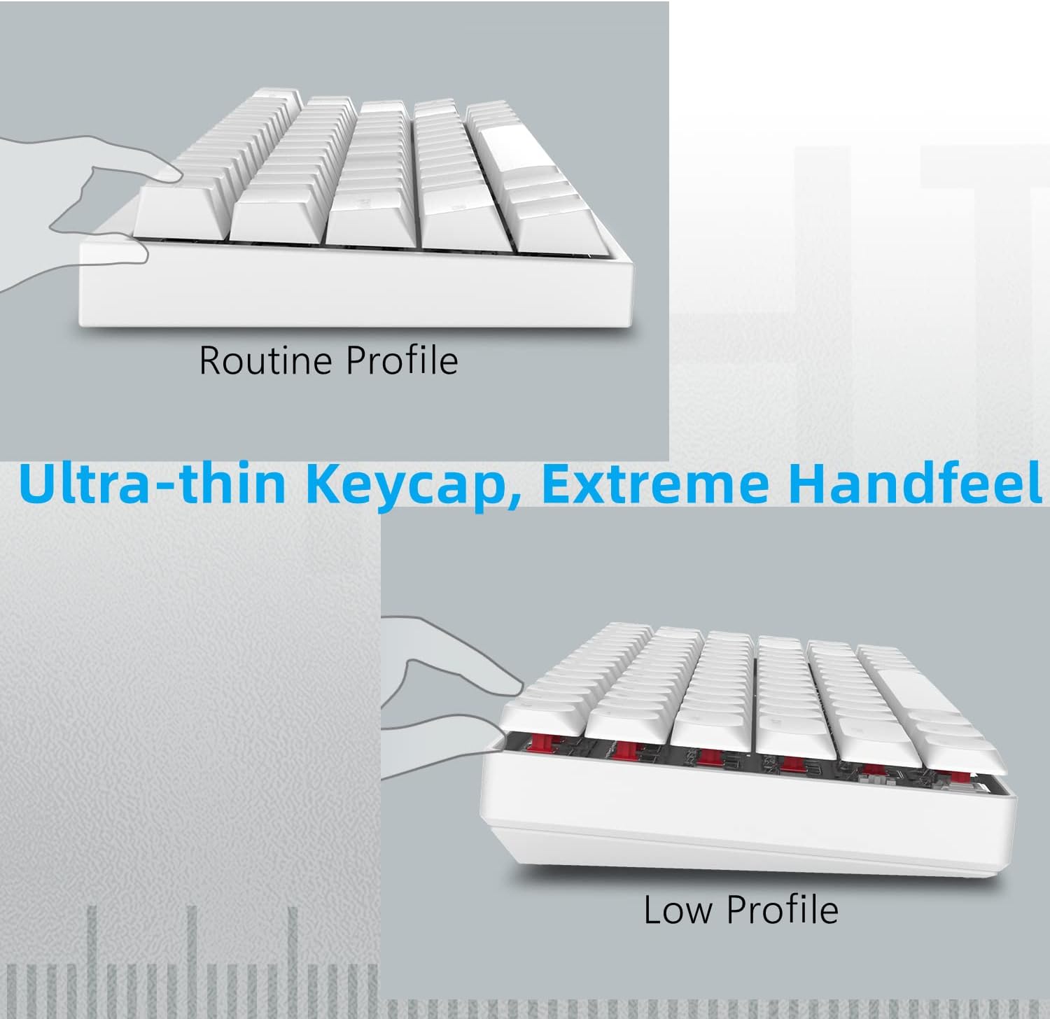 XVX Low Profile Keycaps 118 Keys - Custom Keycaps, Horizon Keyboard Keycaps for 60% 65% 75% 100% Cherry Gateron MX Switches Mechanical Keyboard with Works US Layouts (White Keycaps)