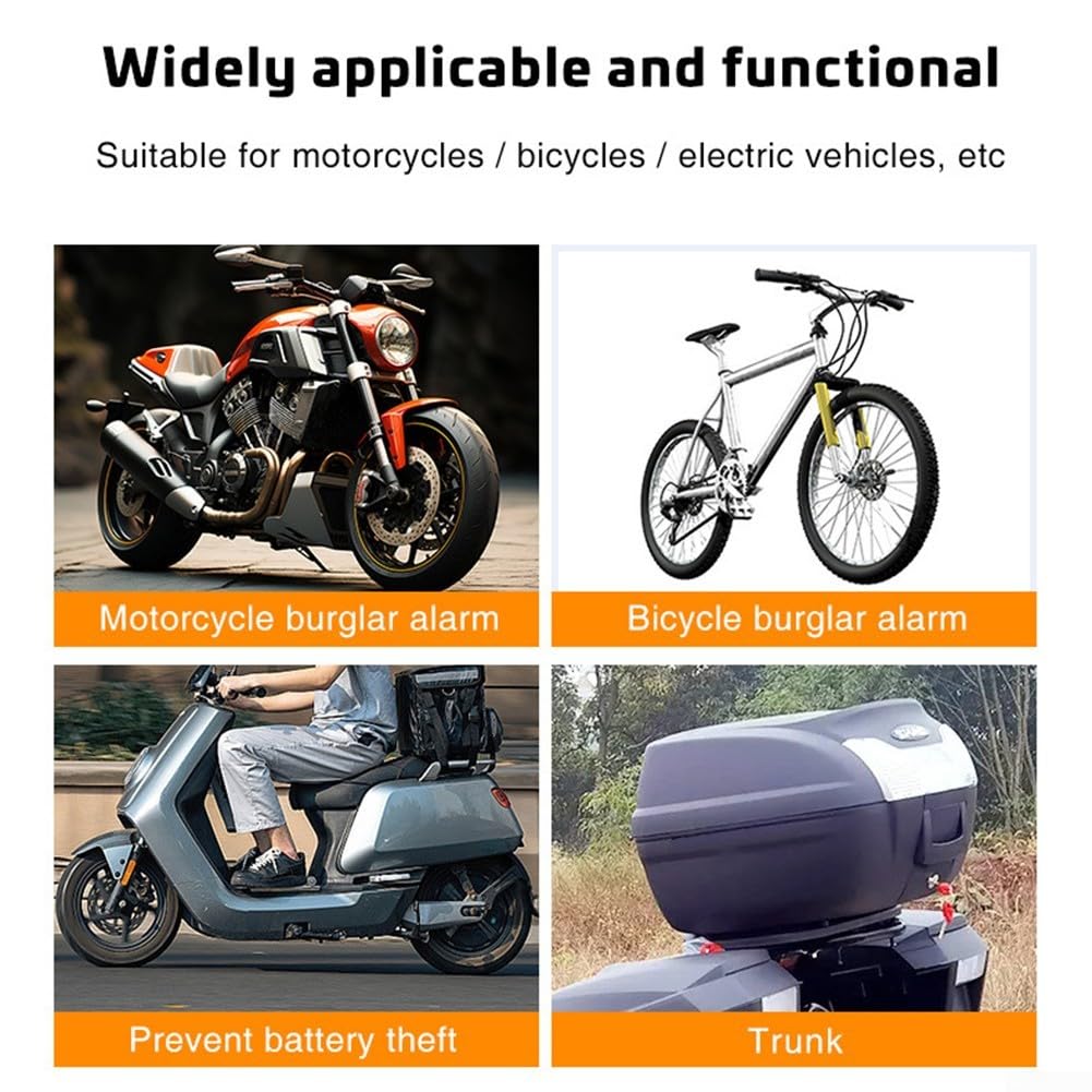 Alarma de alto decibelio para bicicleta, 110 dB, antirrobo, sistema de seguridad, impermeable, control remoto, vibración, inducción, para bicicletas, motocicletas, ABS, negro, 11,54,53